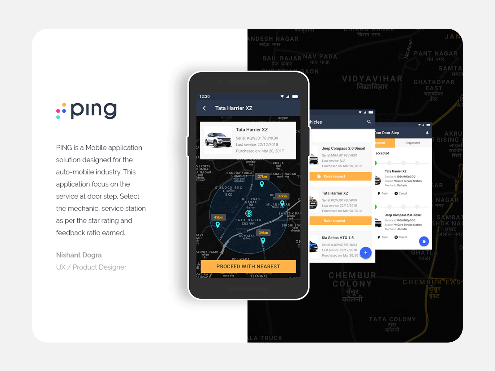 PING app GIF application design application ui automobile design thinking user experience user interface