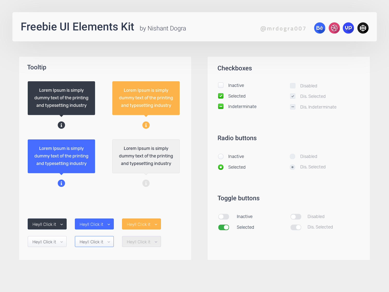Freebie UI Elements Kit by Nishant Dogra on Dribbble