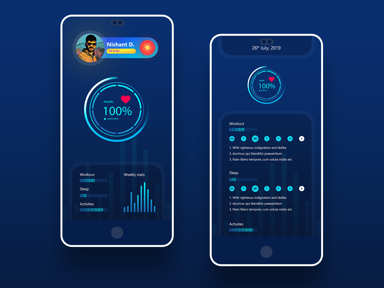 Activities Tracker Application UI by Nishant Dogra on Dribbble