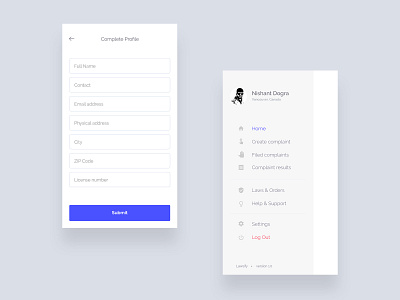 Complete profile & Side navigation UI