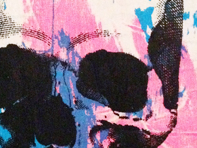 Sugar Coated Death black blue pink print screen print screenprint skull texture wood