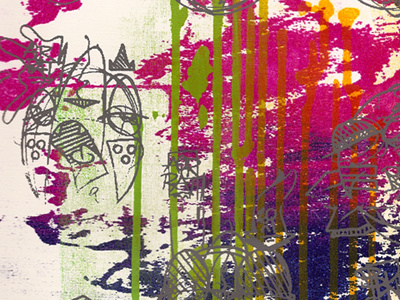 Air Rat Collab air rat blue collab drips faces green orange print purple screen print sketch texture