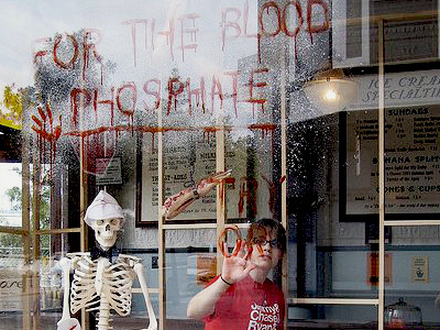 For The Blood Phosphate - In Progress blood design design philadelphia display franklin fountain halloween old city skeleton window window design windows throughout old city