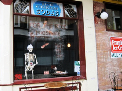 For The Blood Phosphate blood design design philadelphia franklin fountain halloween ice cream old city skeleton windows throughout old city