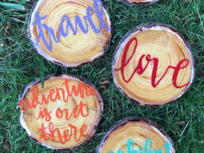 Coasters coasters color handlettering painted quotes wood words