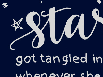 Stars In The Sky blue calligraphy grey hand lettering hand lettering quote