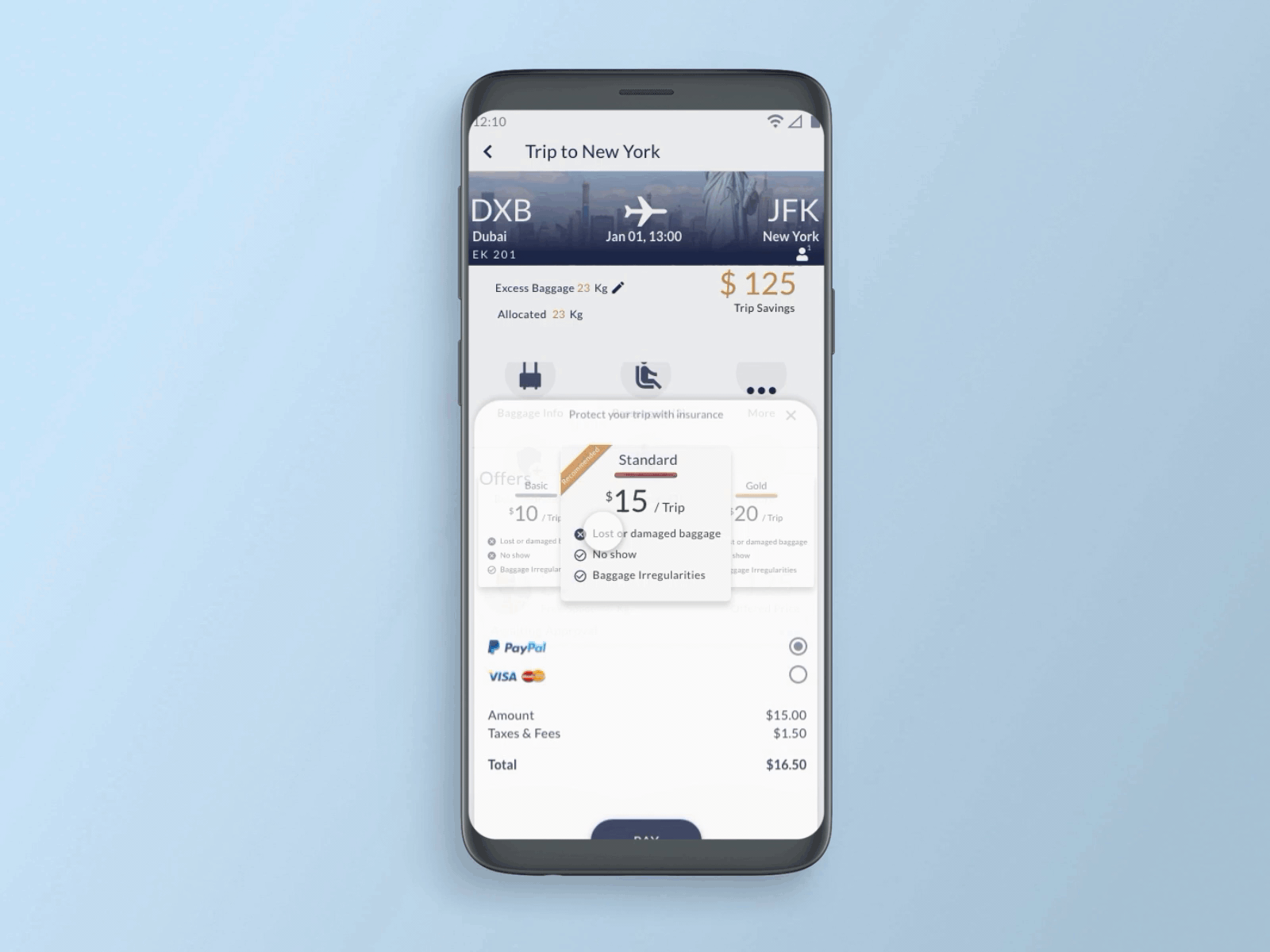 Airline Luggage sharing App - Insurance airline animation flight ux