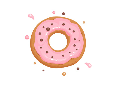 Sweet doughnut with pink cream design food illustration logo vector