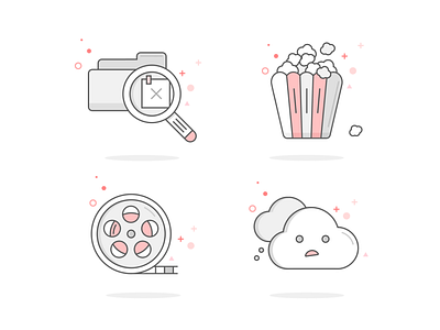 Vectors Icons design. 2d icon icon design illustrator mobile mobile ui movie outline photoshop popcorn set vector web web icons