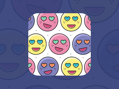 Emoji Pattern Android Icon android app icon art emoji emoji pattern face flat graphic design happy icon design ios icon iphone icon minimalistic outline smile ui ux vector vibrant
