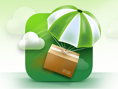 App Icon design. abstract box design flat grass green icon illustration ios ios icon iphone iphone icon logo nature parachute sky ui