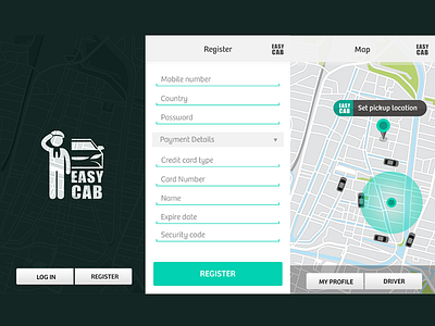IOS App Design android app cab design drive gps ios iphone location ride taxi