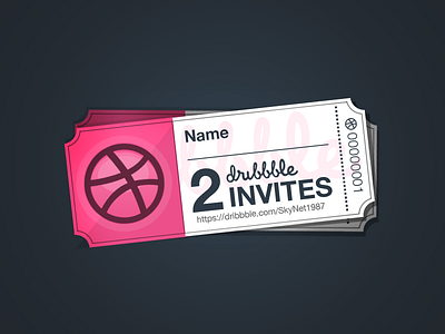 2 Dribbble Invites coupon draft dribbble invitation invites player portfolio ticket tickets