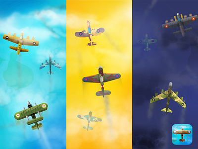 Airplane IOS Game 3d airplane flat game game art ios iphone iphone game vibrant war world war