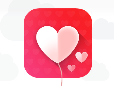 Valentine's Day IOS Icon 2d icon balloon flat heart helium ios ios icon iphone icon logo minimalistic valentine vibrant