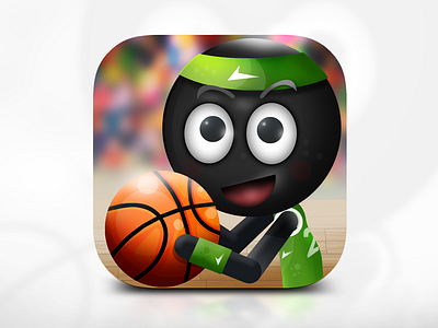 Stickman IOS Icon Design 3d icon basket basketball flat game icon art ios icon iphone icon minimalistic nba stickman vibrant
