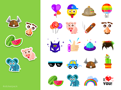 Sticker Pack design flat flat icon icons iphone icon label minimalistic sticker stickers ui