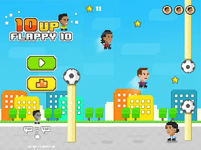 Flappy Bird Reskin (pixel art). android art flappy flappy bird flat game ios iphone pixel pixel art retro soccer