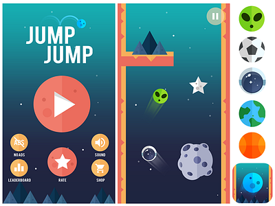 JumpJump Flat iPhone Game app balls flat game game art ios ios game iphone ketchapp minimalistic ui