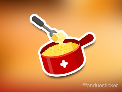 Swiss Cheese Fondue Sticker art cheese flat fondue icon iphone sticker stickers swiss