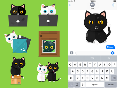 Cat Stickers Design art cat catsticker design flat icon iphone kitty sticker ui