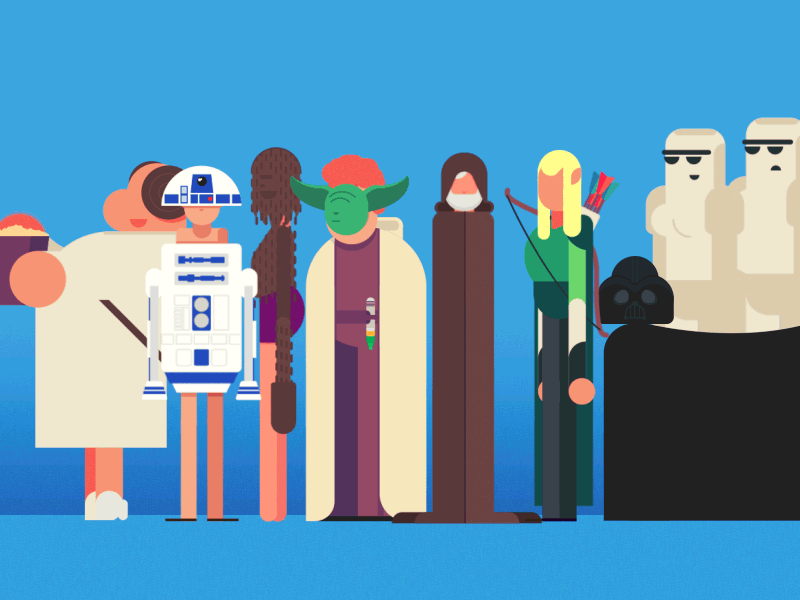 Stand in line for Star Wars chewbie elf ewok gif leia motion obiwan r2d2 star wars stormtrooper vader yoda