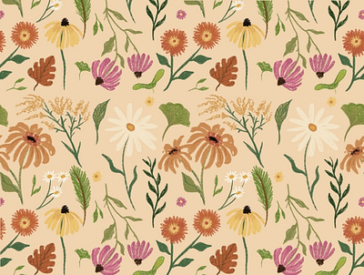 Fall Florals design digitalillustration fabric floral illustration package pattern surfacedesign textiledesign