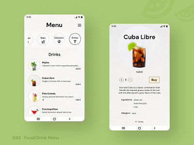 Daily UI 043 Food/Drink Menu 043 043 fooddrink menu 043fooddrinkmenu daily ui 043 daily ui challenge dailyui043 dailyuichallenge design fooddrink menu ui ui challenge ui design uichallenge uidesign