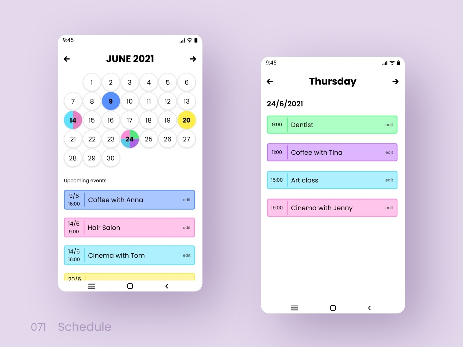 Daily UI 071 Schedule by Ella on Dribbble