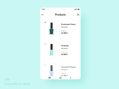 Daily UI 096 Currently In-stock