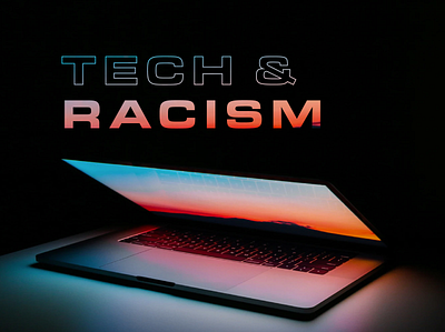 Tech & Racism antiracism eurostile extended gradient key art typography