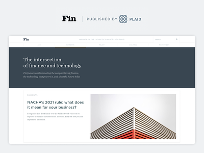 Fin - for Plaid branding content fintech journalism logo magazine plaid publication typography ui web writing