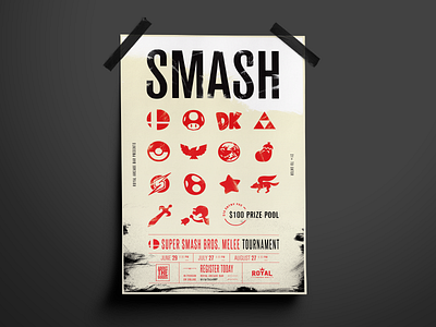 SMASH I akzidenz grotesque condensed icons logo nintendo poster print sans serif smash bros typography video game