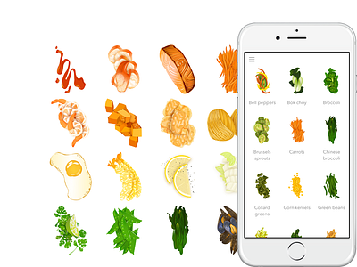 Edible Rainbow app design food icons illustration ios ui