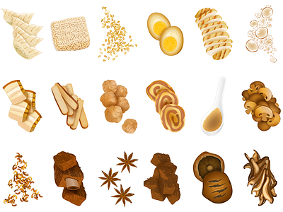Beiges & Browns food gradient icons illustration ios ui