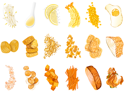 Yellows & Oranges food gradient icons illustration ios ui