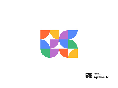 UpSpark - Forging A Better Future brand branding color design illustration logo spark typography up vector