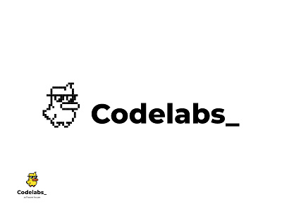 Logo Codelabs black brand code duck lab logo pixel sign symbol yellow