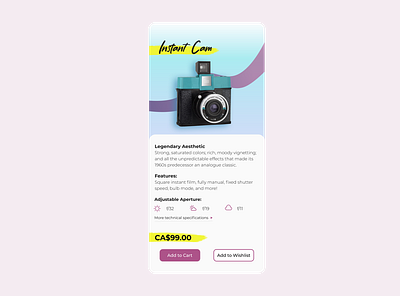 Instant Cam app camera design ui