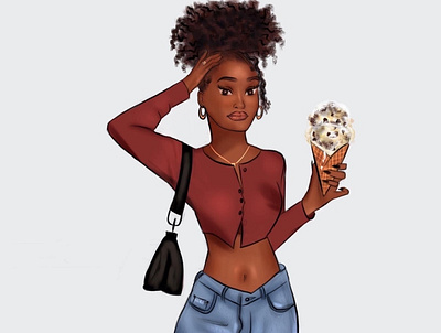 The girl with an Oreo ice cream branding characterdesign design illustration logo