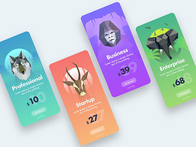 Saas Pricing Page animals illustration low poly saas pricing vector web development