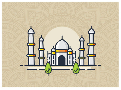 Wonders - Illustration Taj Mahal illustration vector