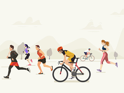 Athletics Illustration athletics cycling illustration jogging running sports vector