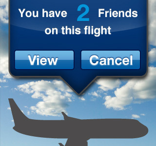 Friends On Plane app blue friends notification plane