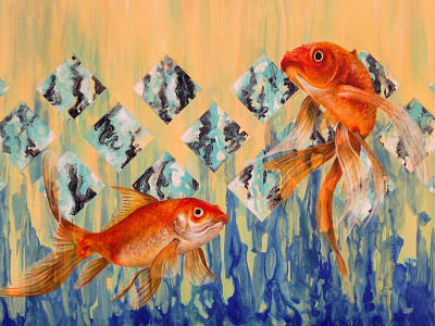 Goldfish abstract art design illustration painting pattern texture