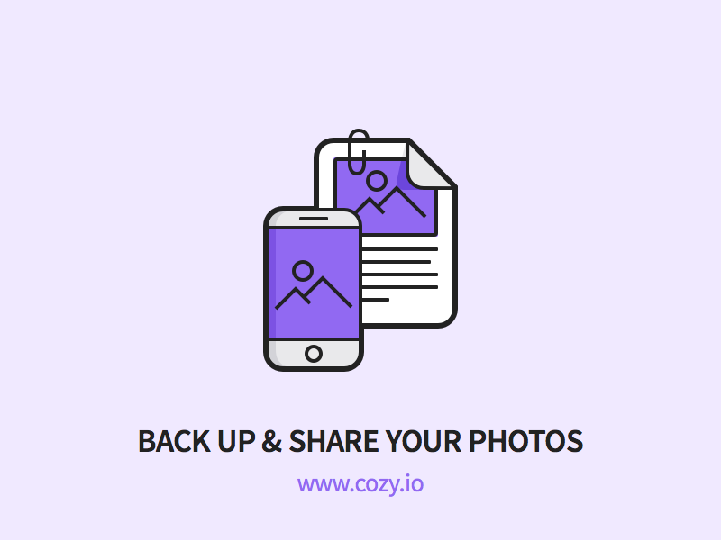 Cozy - Back Up & Share your Photos files picture phone mobile outline icons