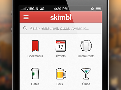 app homepage for skimbl