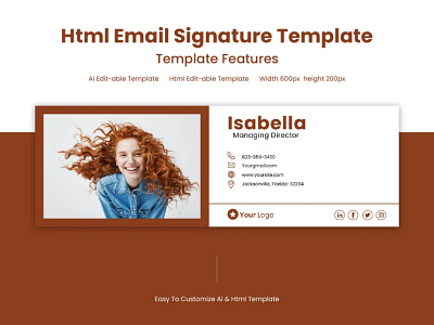 Clickable Html Email Signature Template - Email Signature branding business signature clickable html signature creative design email design graphic design html signature inspiration layout modern professional signature signature template trend typography ui unique ux website