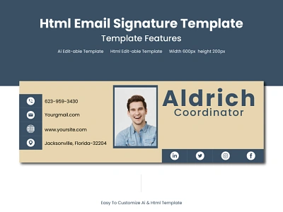 Clickable Html Email Signature Template - Email Signature branding business email design clickable html design creative css emaildesign graphic design html htmlsignature illustrator inspiration modern professional signaturedesign sleek design typography ui unique ux website