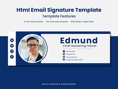 Clickable Html Email Signature Template - Email Signature adobe bootstrap branding css design design trends email emaildesign graphic design html htmlsignature illustration inspiration modern professional signaturedesign typography ui ux website